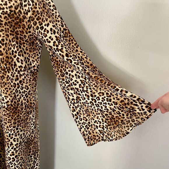 Show Me Your MuMu Jordana Cape Leopard Long Duster Cardigan Coverup Kimono - XS - Picture 3 of 8